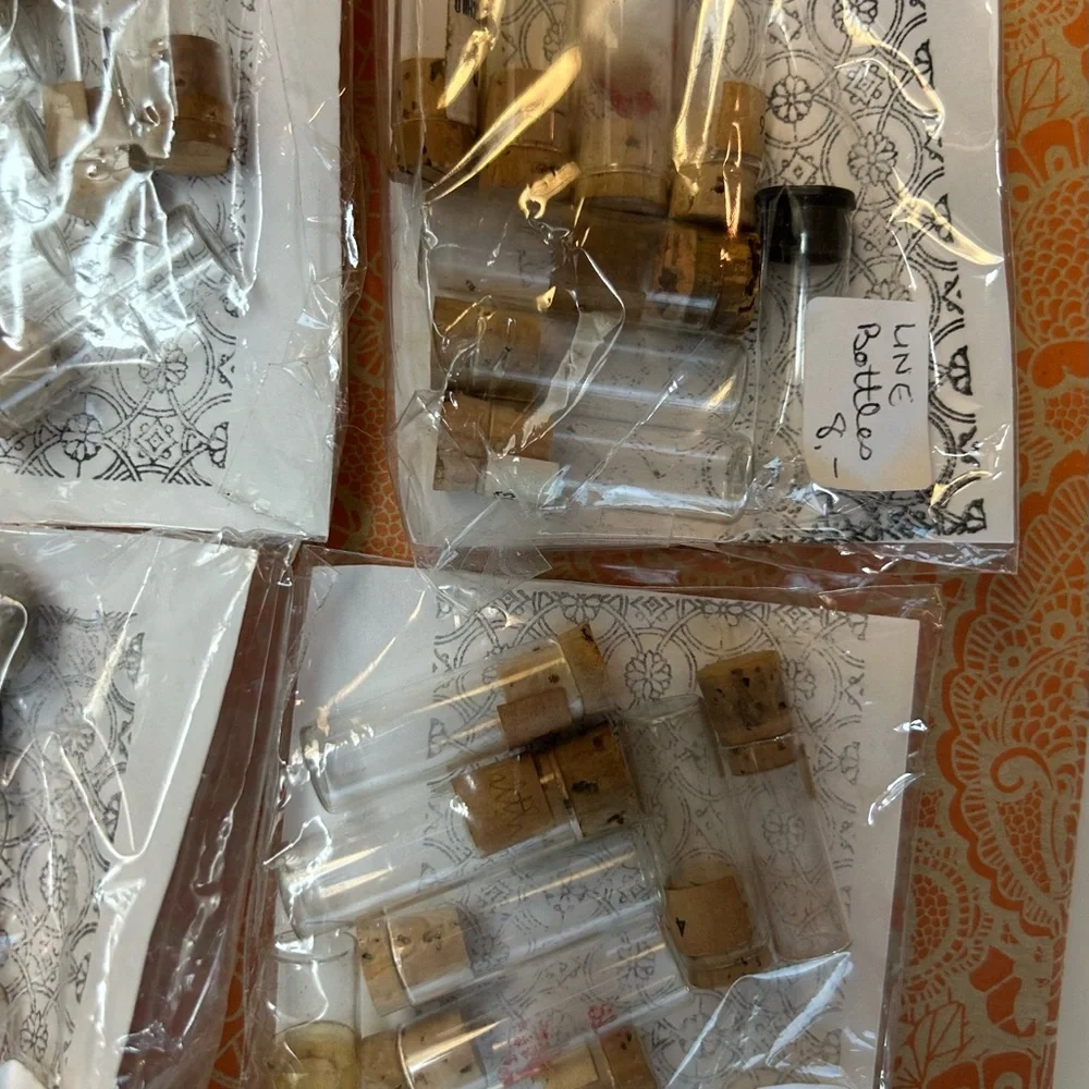 Vintage Glass Vials with Cork Stoppers Old Watch Parts Vials